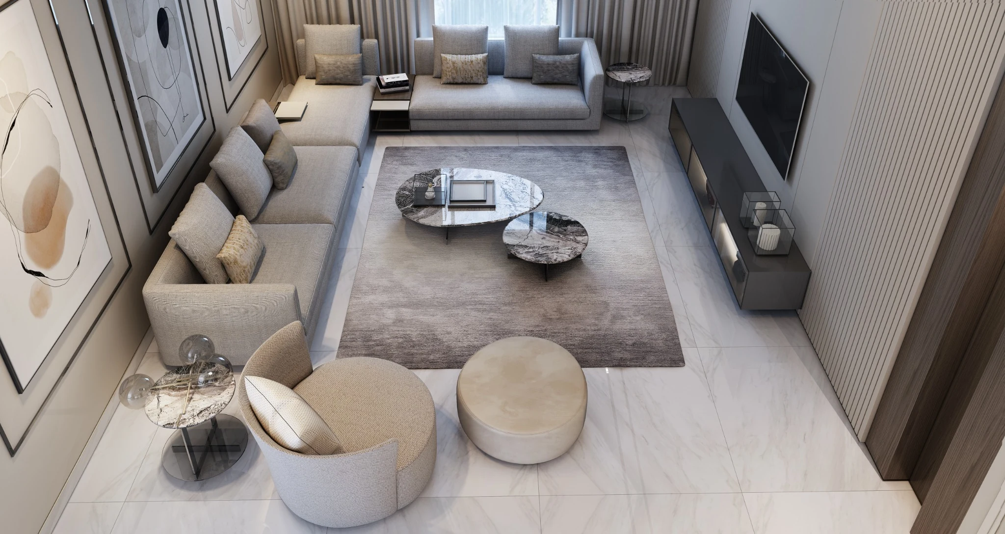 Wardrobe, glass-front cabinetry — villa interior in Dubai by Soltis Interiors