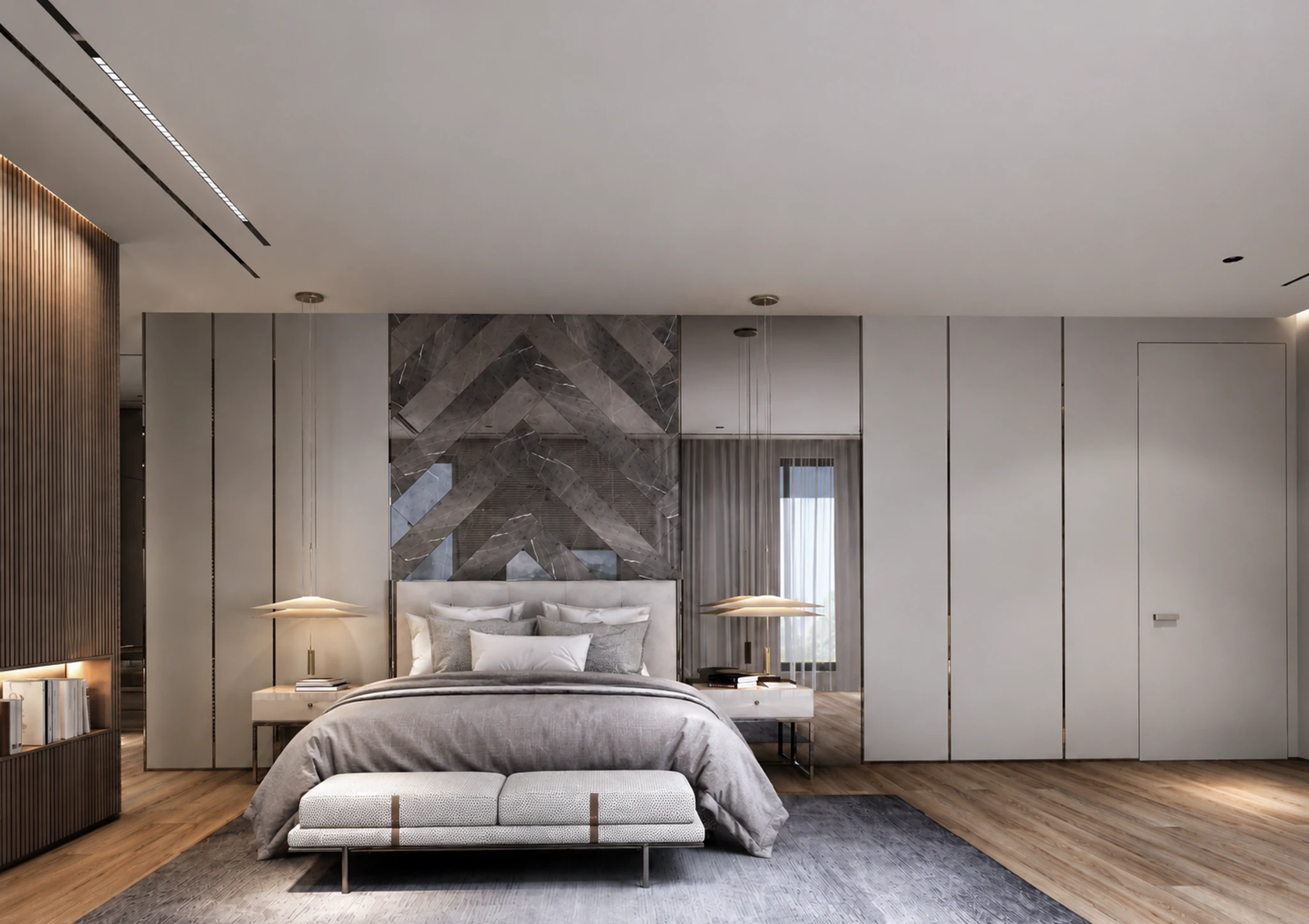 Living, slatted TV wall — villa interior in Dubai by Soltis Interiors