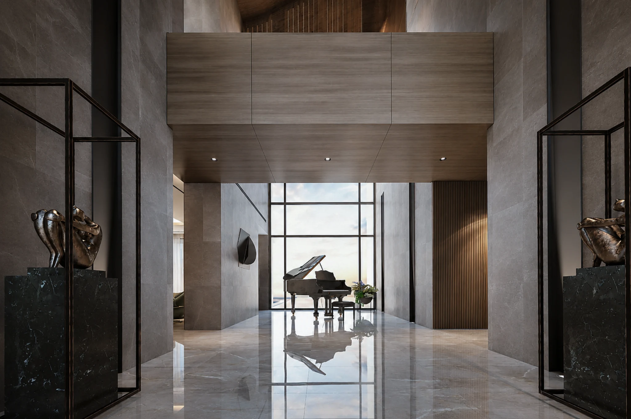 Grand hall, piano — mansion interior in Dubai by Soltis Interiors