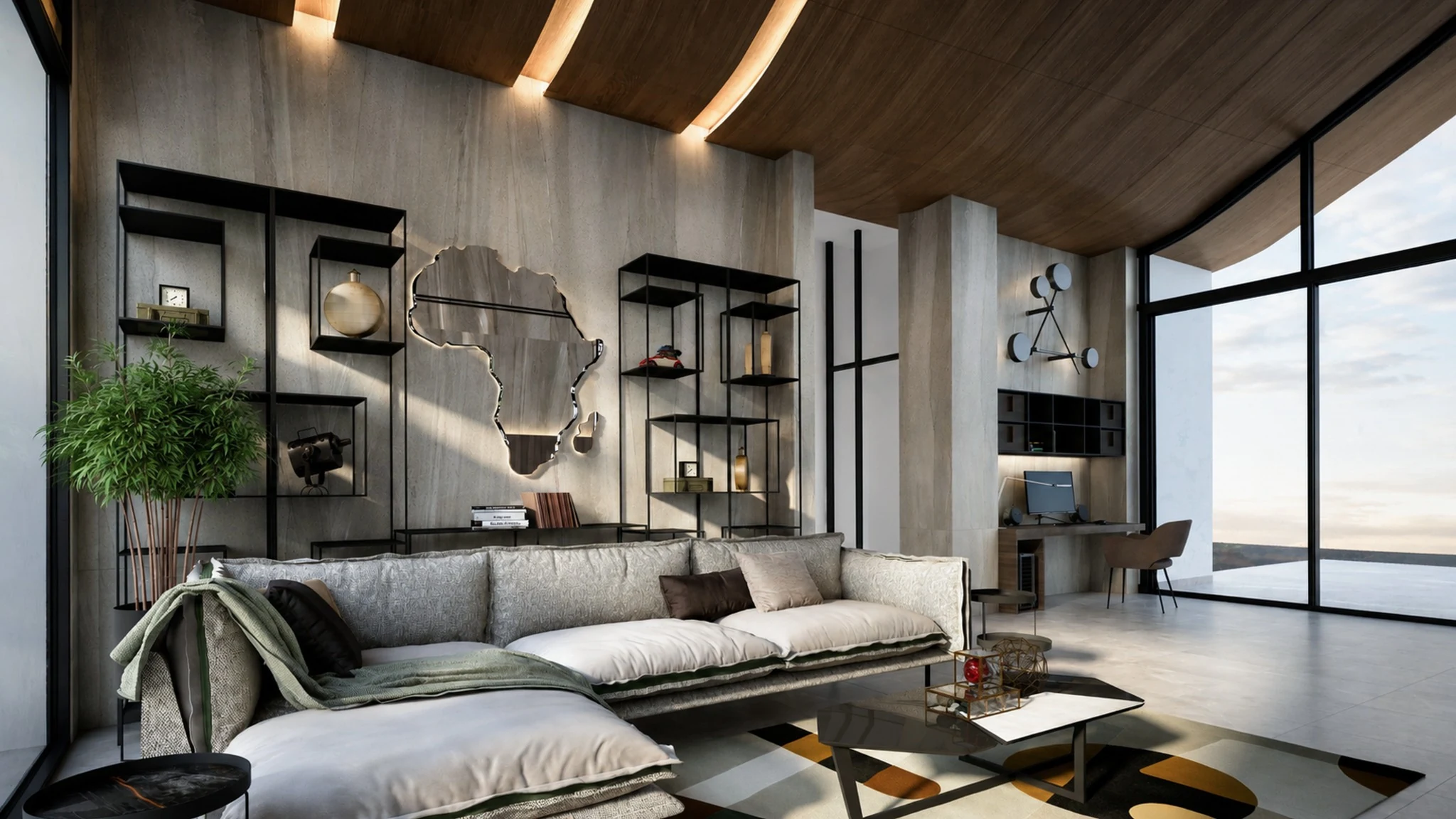 Study, Africa wall art — mansion interior in Dubai by Soltis Interiors
