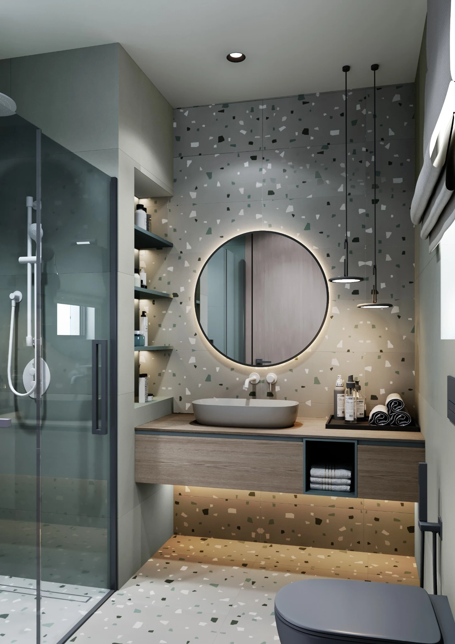 Bath, terrazzo — villa interior in Dubai by Soltis Interiors