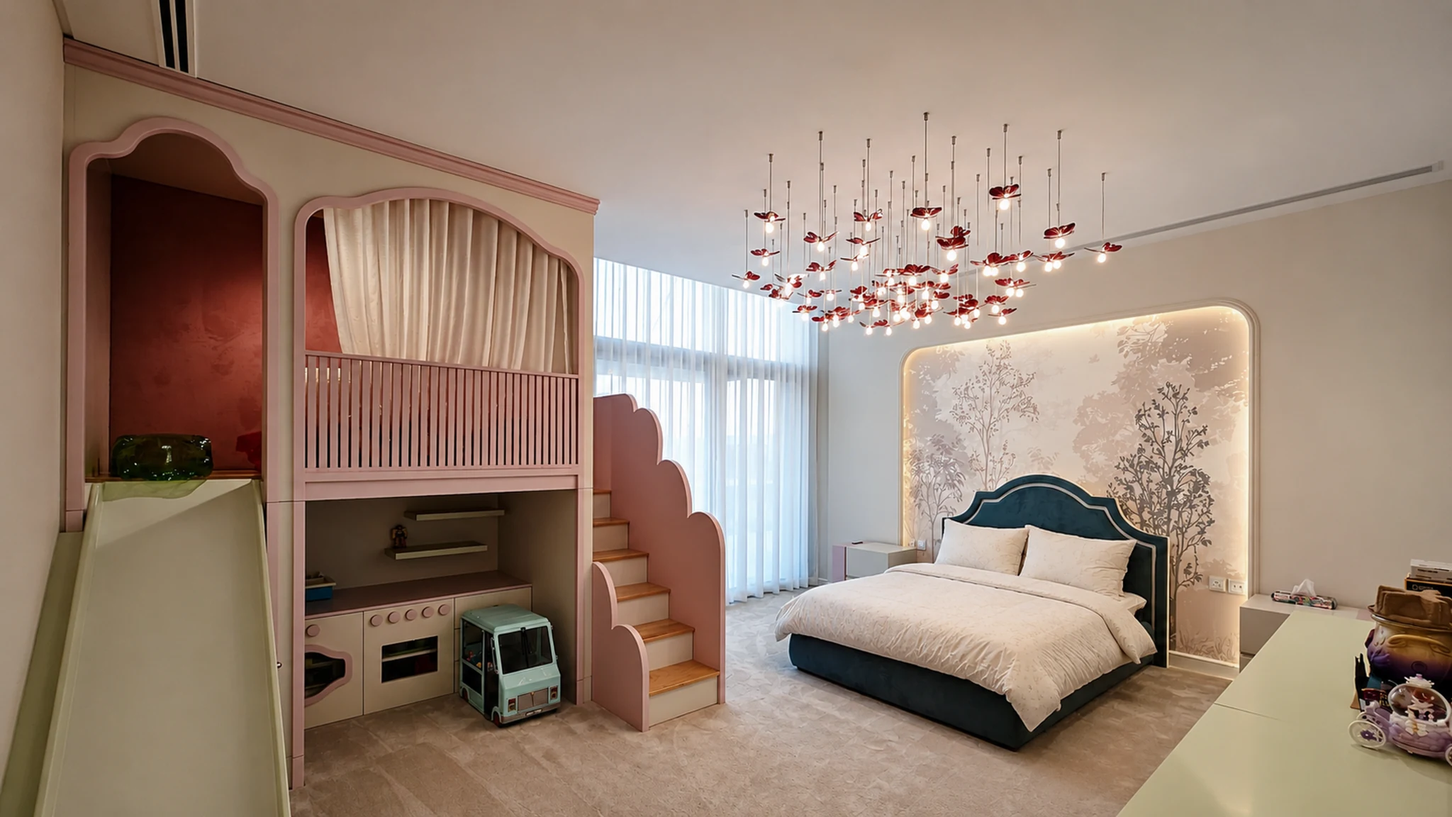 Study, library and glass partitions — villa interior in Dubai by Soltis Interiors