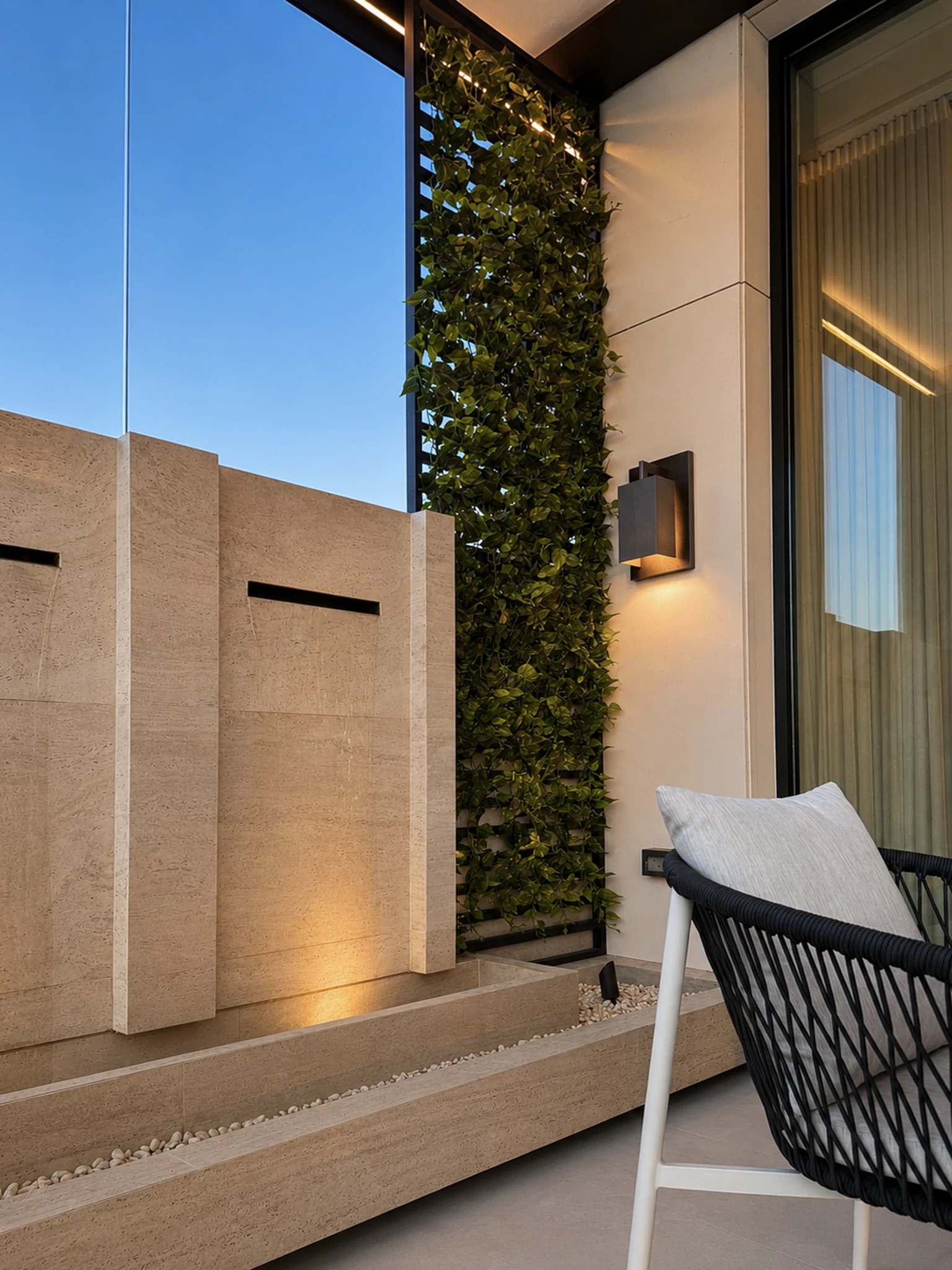 Terrace, outdoor dining — mansion interior in Dubai by Soltis Interiors